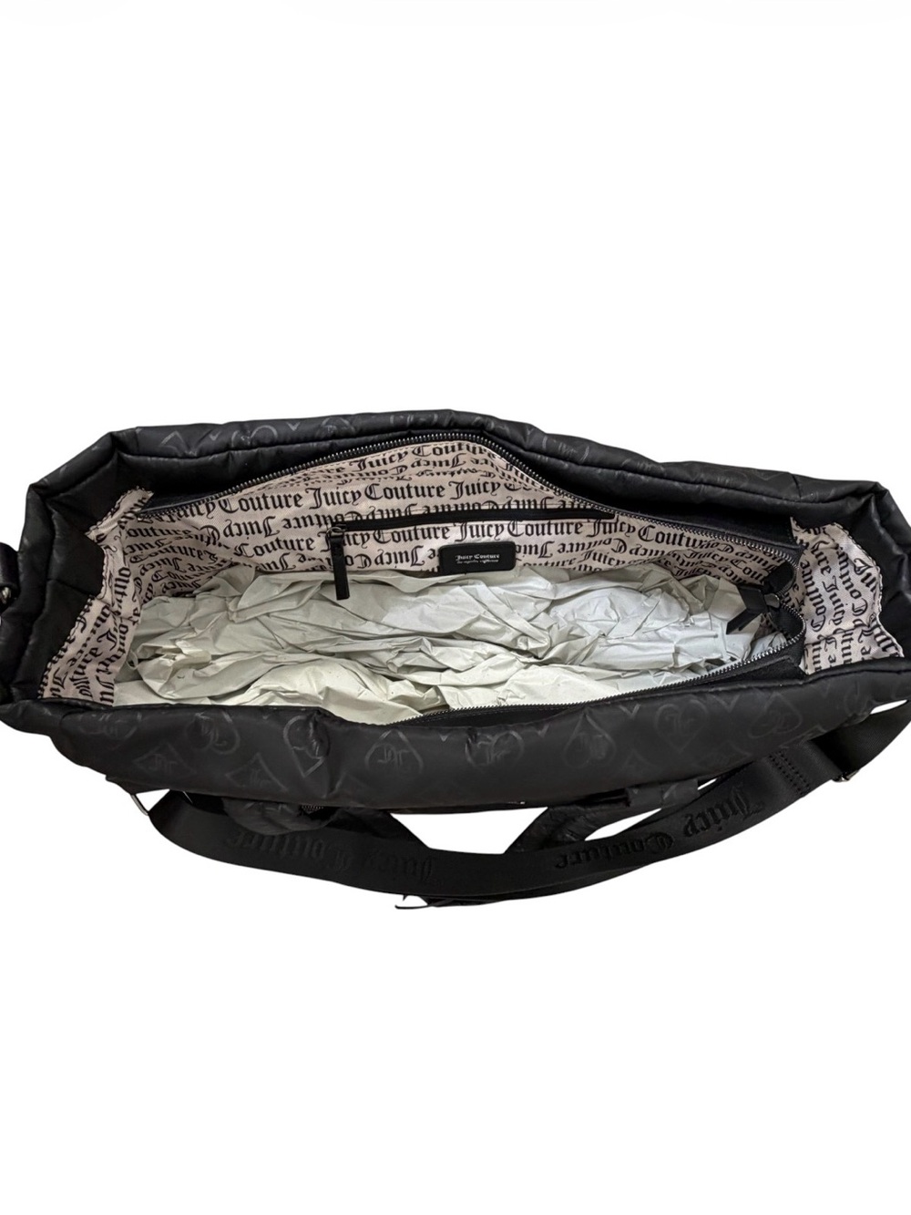 NWT Juicy Couture Black Monogram XL Travel Weekender Duffle Tote Bag - Picture 10 of 10